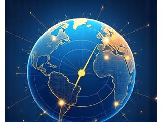 Illustration of a globe with connected nodes, representing global payments and fast development.