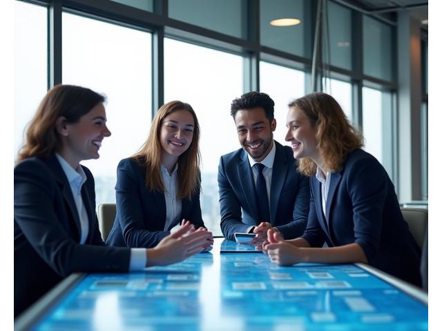 LyraPay team members collaborating in a modern London office, emphasizing professionalism and approachability.