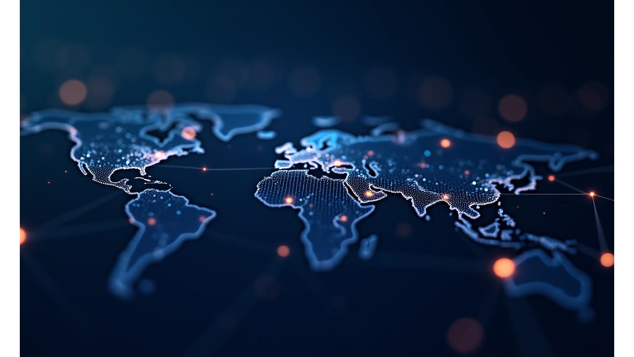 Interactive world map showing global payment routes and financial connections