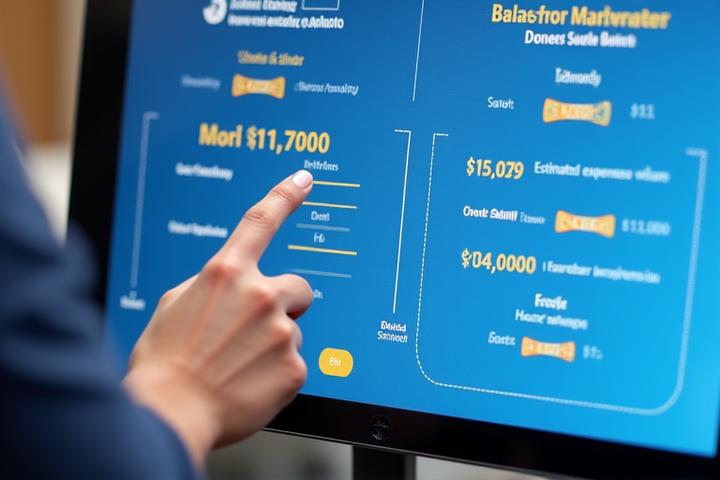 Interactive interface of an ROI calculator showing input sliders for employee count and expense volume, with immediate results displaying time and cost savings.